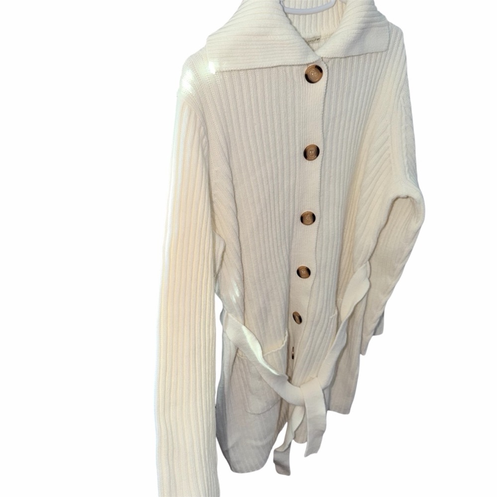 Women's Cream Button-Up Sweater